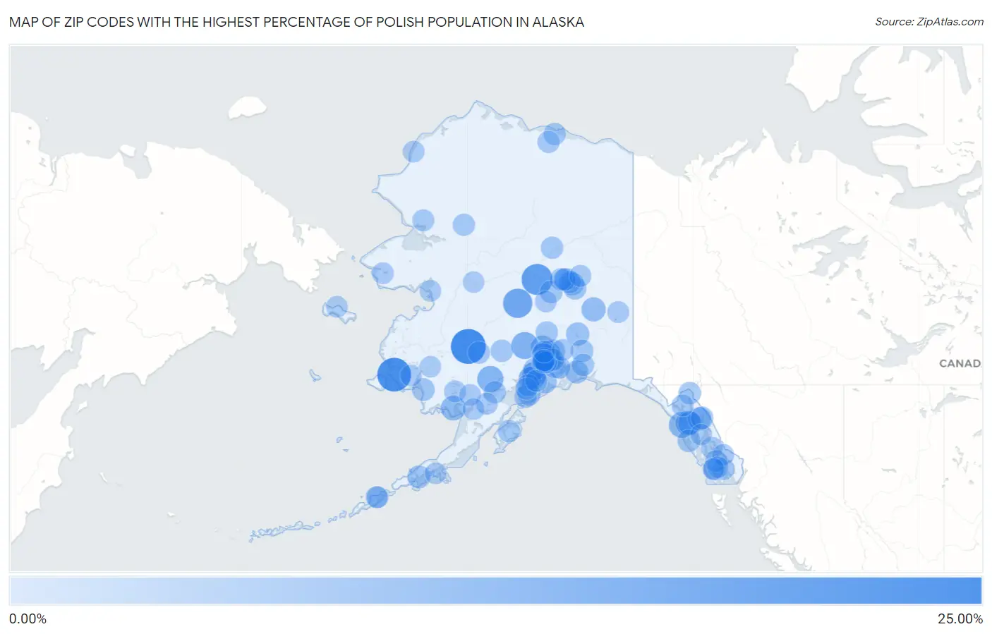 Zip Codes with the Highest Percentage of Polish Population in Alaska Map