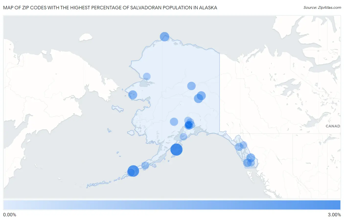Zip Codes with the Highest Percentage of Salvadoran Population in Alaska Map