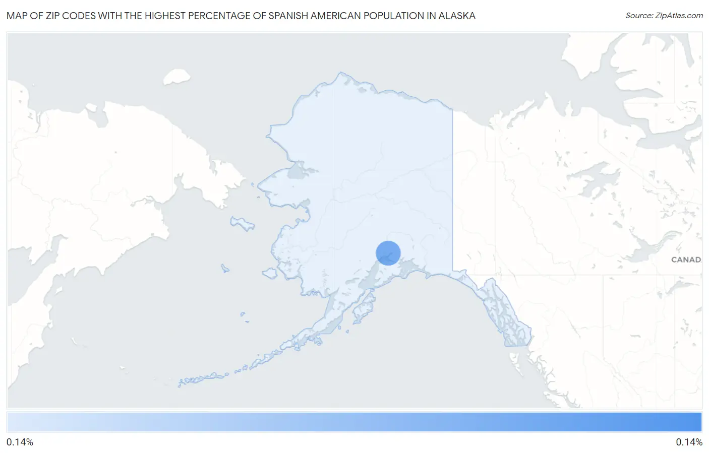 Zip Codes with the Highest Percentage of Spanish American Population in Alaska Map