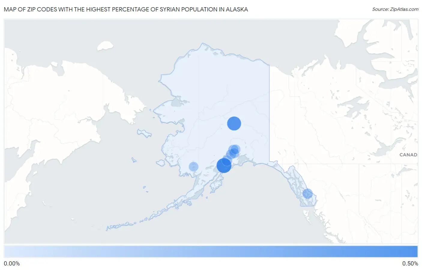 Zip Codes with the Highest Percentage of Syrian Population in Alaska Map