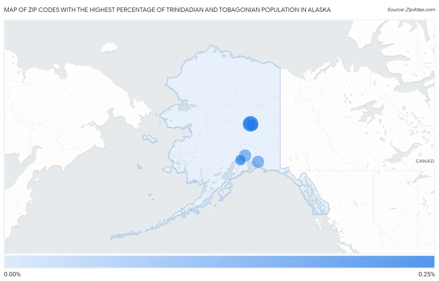 Zip Codes with the Highest Percentage of Trinidadian and Tobagonian Population in Alaska Map