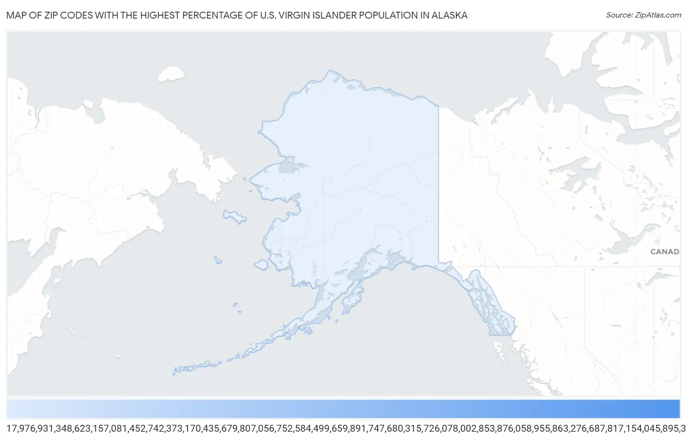 Zip Codes with the Highest Percentage of U.S. Virgin Islander Population in Alaska Map