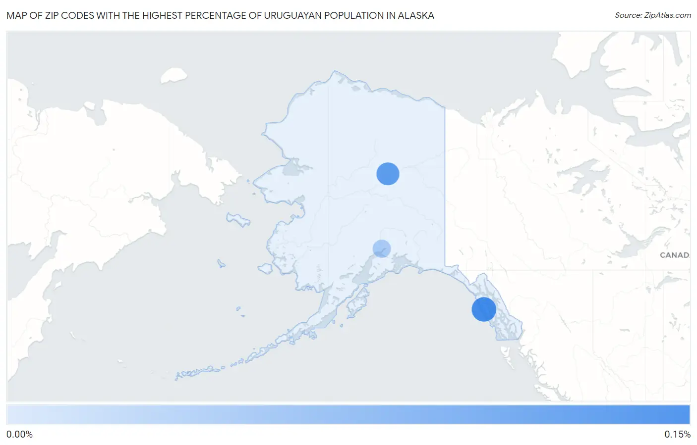 Zip Codes with the Highest Percentage of Uruguayan Population in Alaska Map