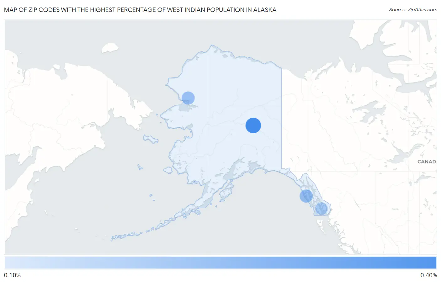 Zip Codes with the Highest Percentage of West Indian Population in Alaska Map
