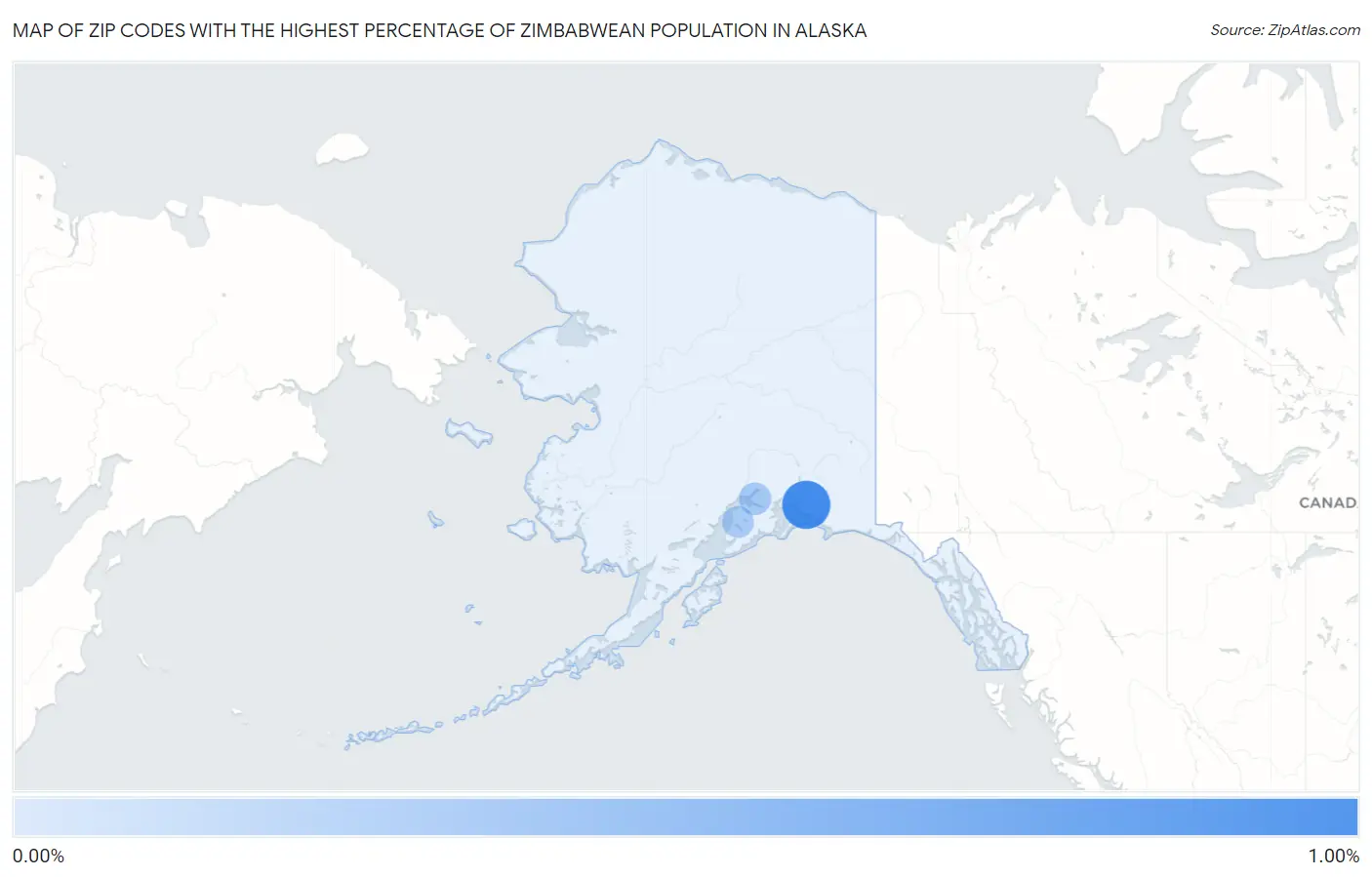 Zip Codes with the Highest Percentage of Zimbabwean Population in Alaska Map