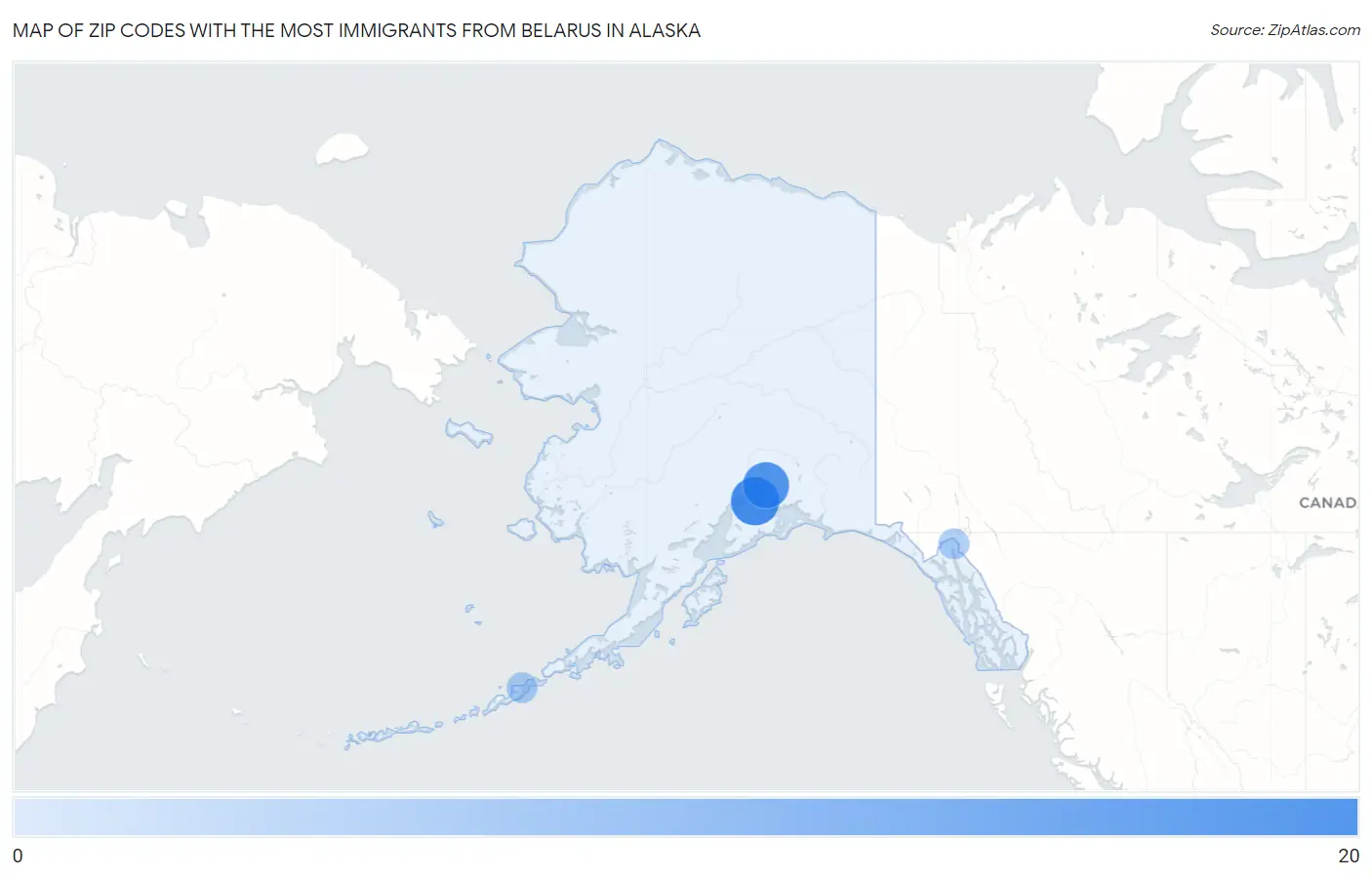Zip Codes with the Most Immigrants from Belarus in Alaska Map