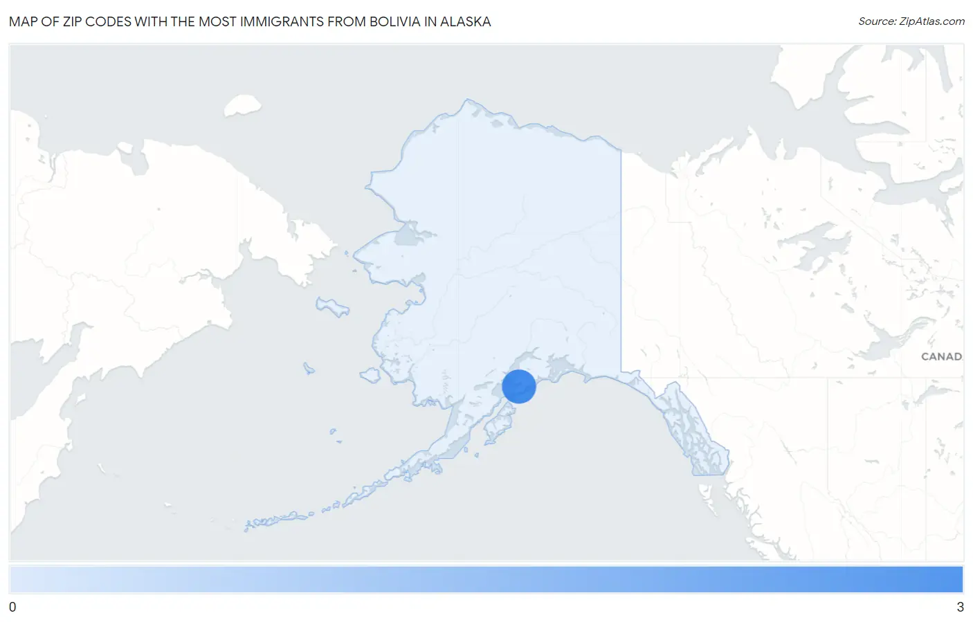 Zip Codes with the Most Immigrants from Bolivia in Alaska Map