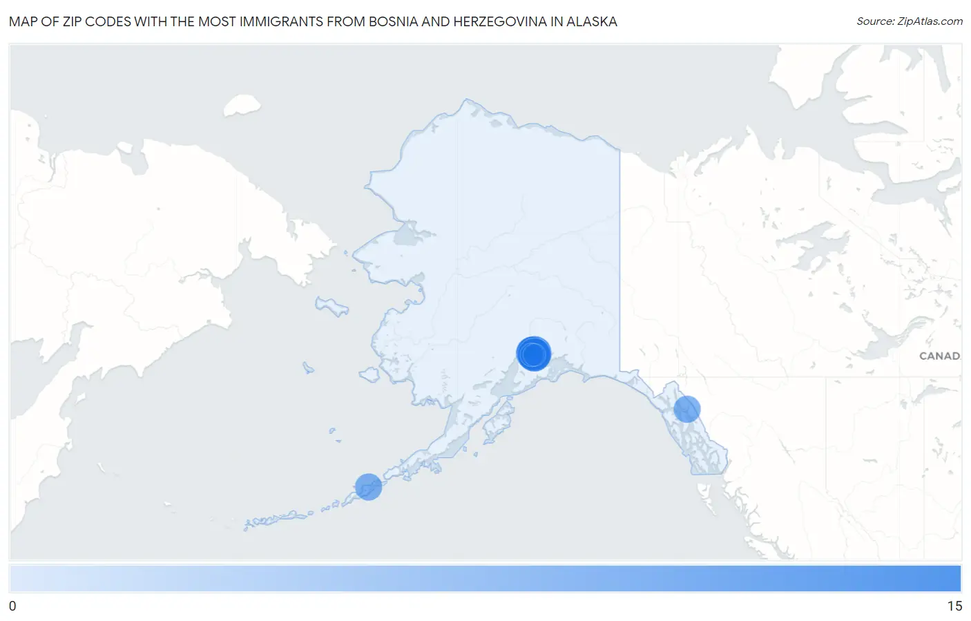 Zip Codes with the Most Immigrants from Bosnia and Herzegovina in Alaska Map
