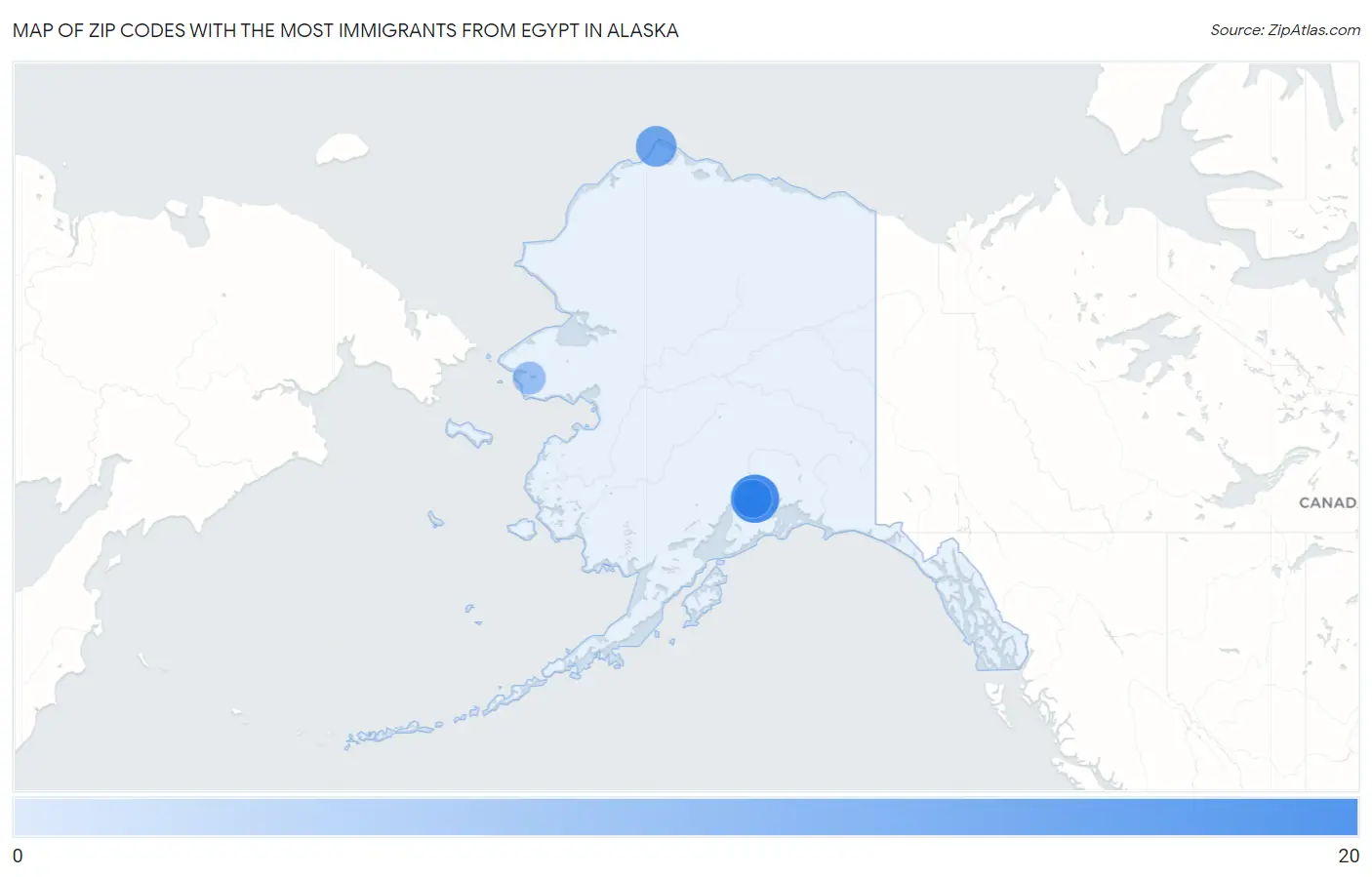 Zip Codes with the Most Immigrants from Egypt in Alaska Map