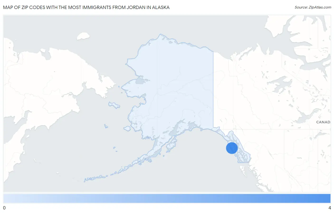 Zip Codes with the Most Immigrants from Jordan in Alaska Map
