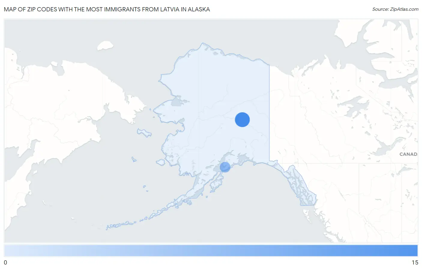Zip Codes with the Most Immigrants from Latvia in Alaska Map