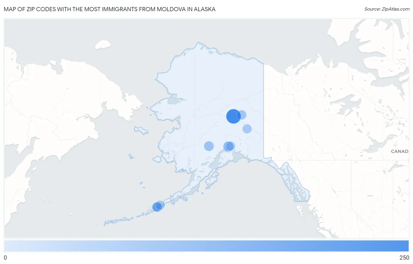 Zip Codes with the Most Immigrants from Moldova in Alaska Map
