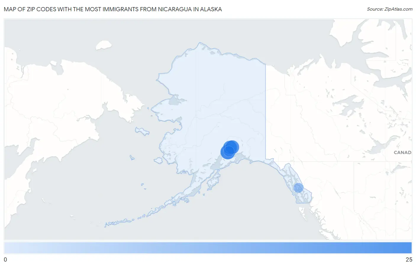 Zip Codes with the Most Immigrants from Nicaragua in Alaska Map
