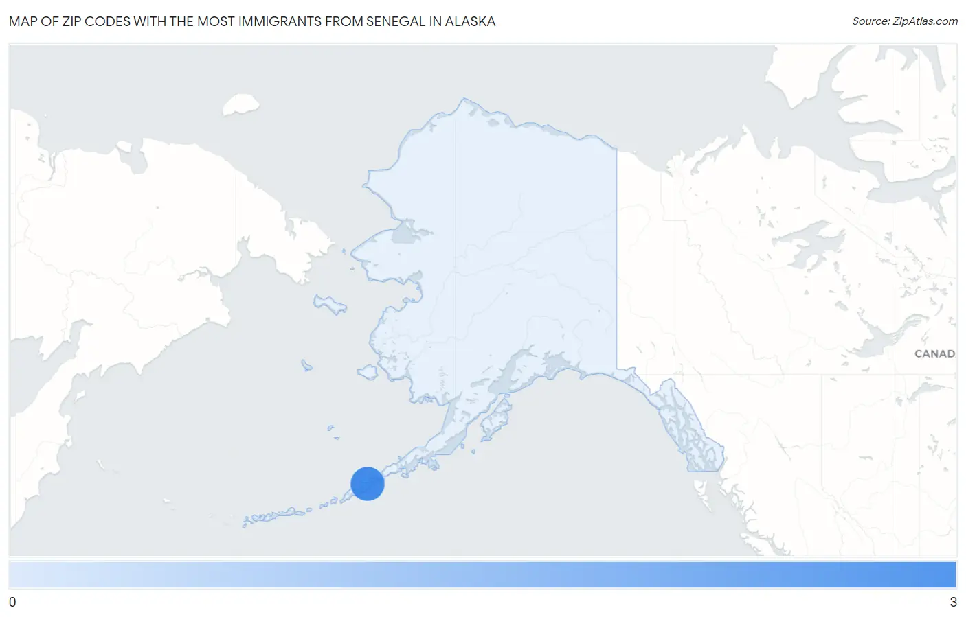 Zip Codes with the Most Immigrants from Senegal in Alaska Map