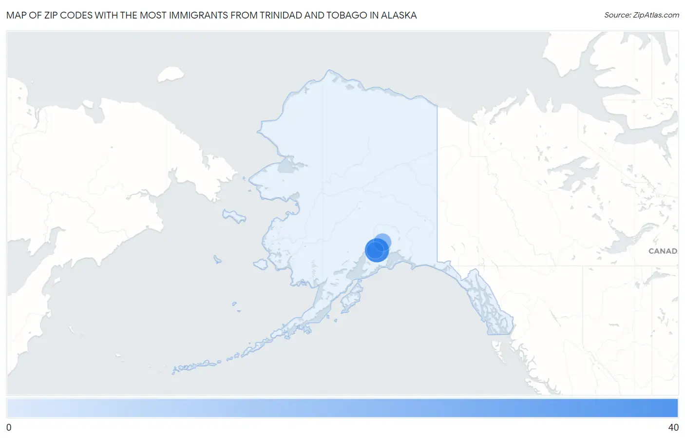 Zip Codes with the Most Immigrants from Trinidad and Tobago in Alaska Map