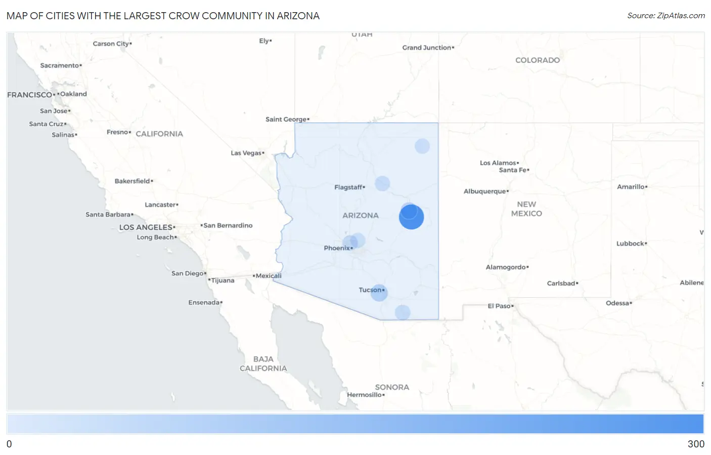 Cities with the Largest Crow Community in Arizona Map