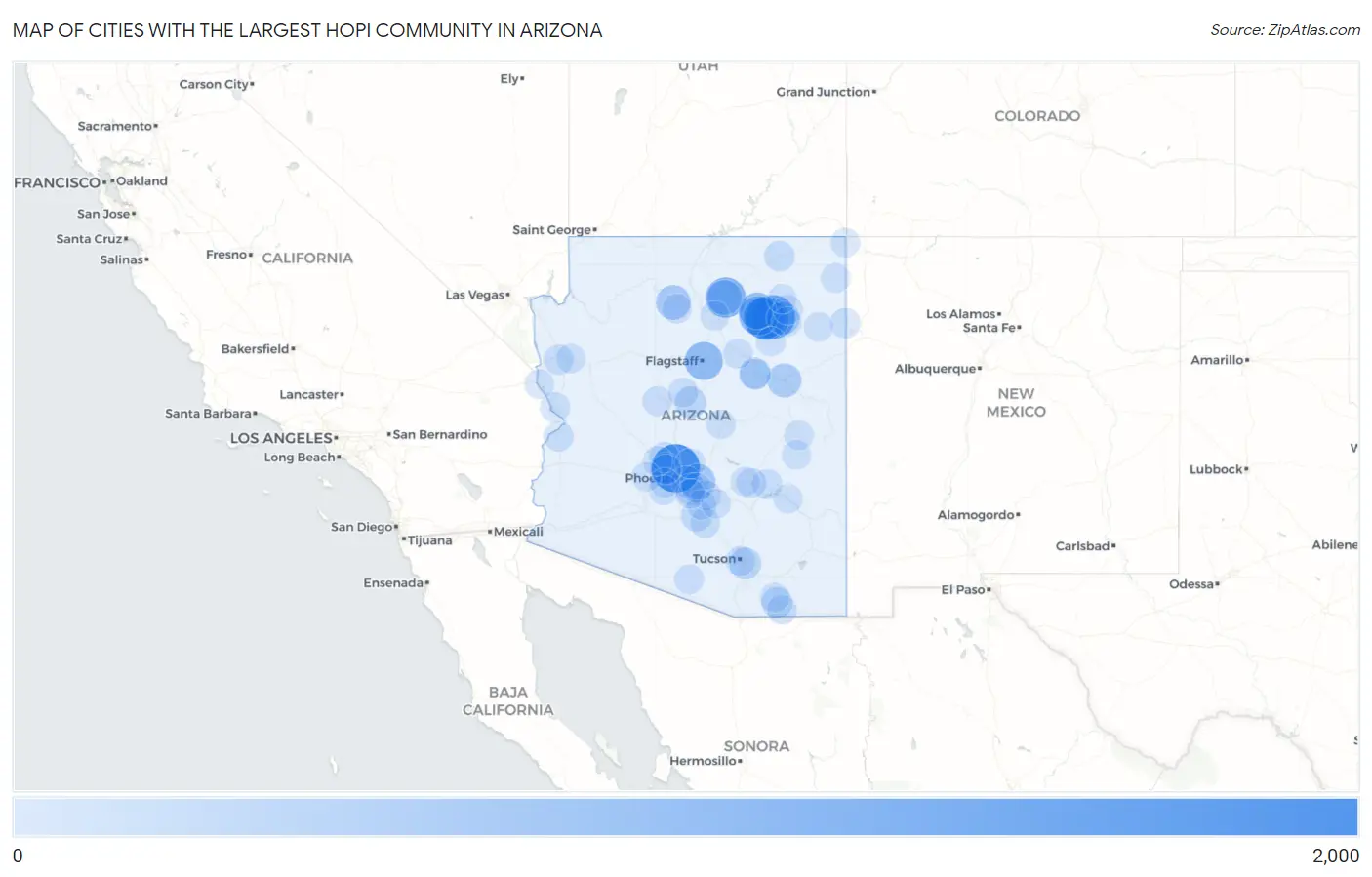 Cities with the Largest Hopi Community in Arizona Map