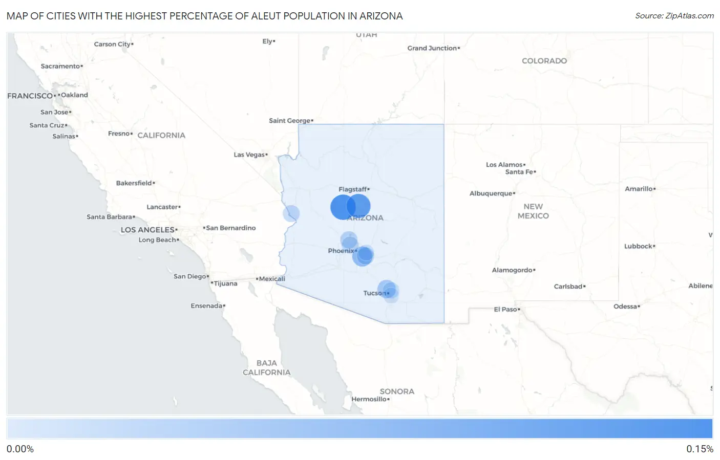 Cities with the Highest Percentage of Aleut Population in Arizona Map