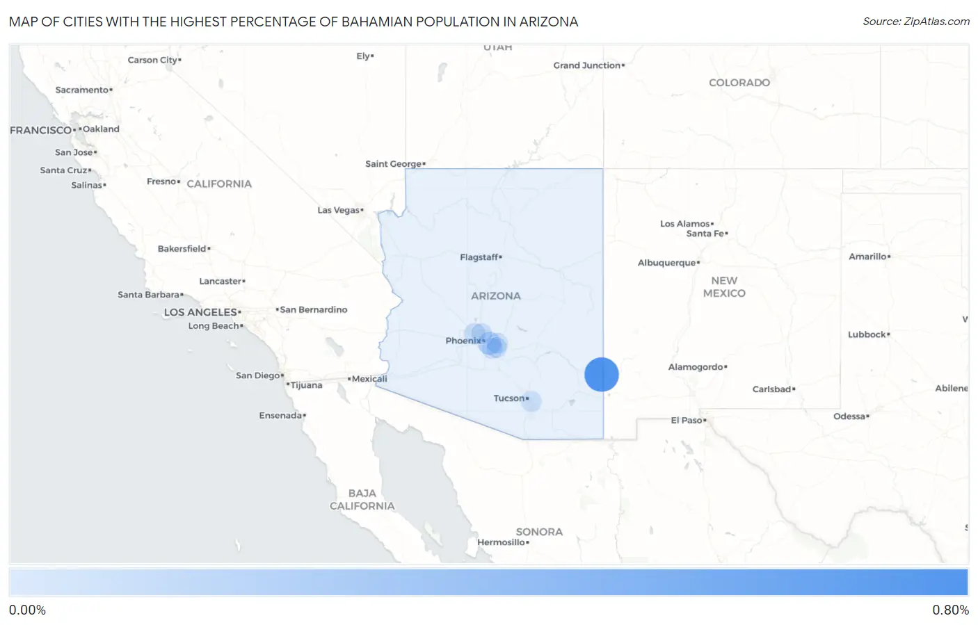Cities with the Highest Percentage of Bahamian Population in Arizona Map