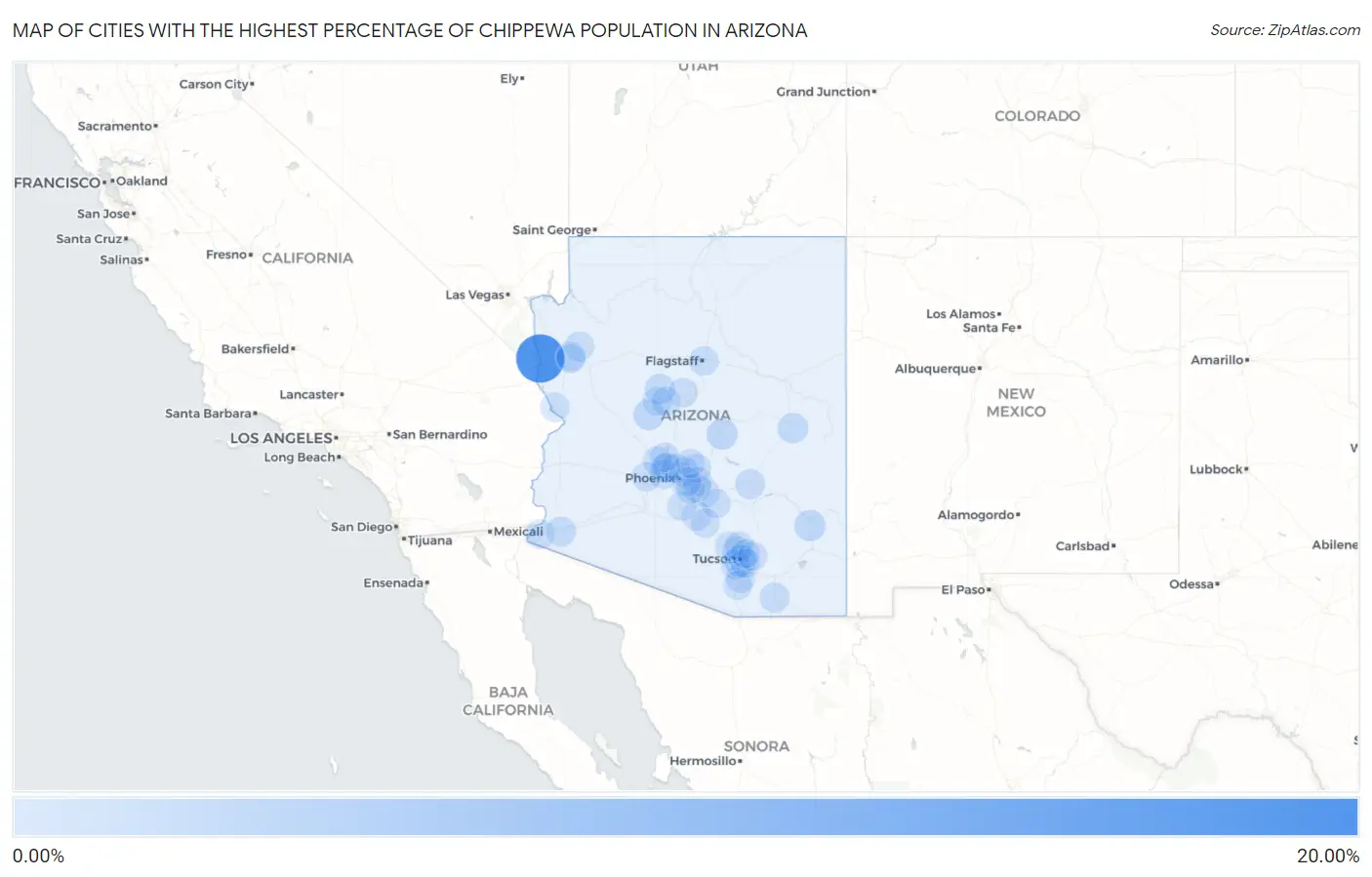 Cities with the Highest Percentage of Chippewa Population in Arizona Map