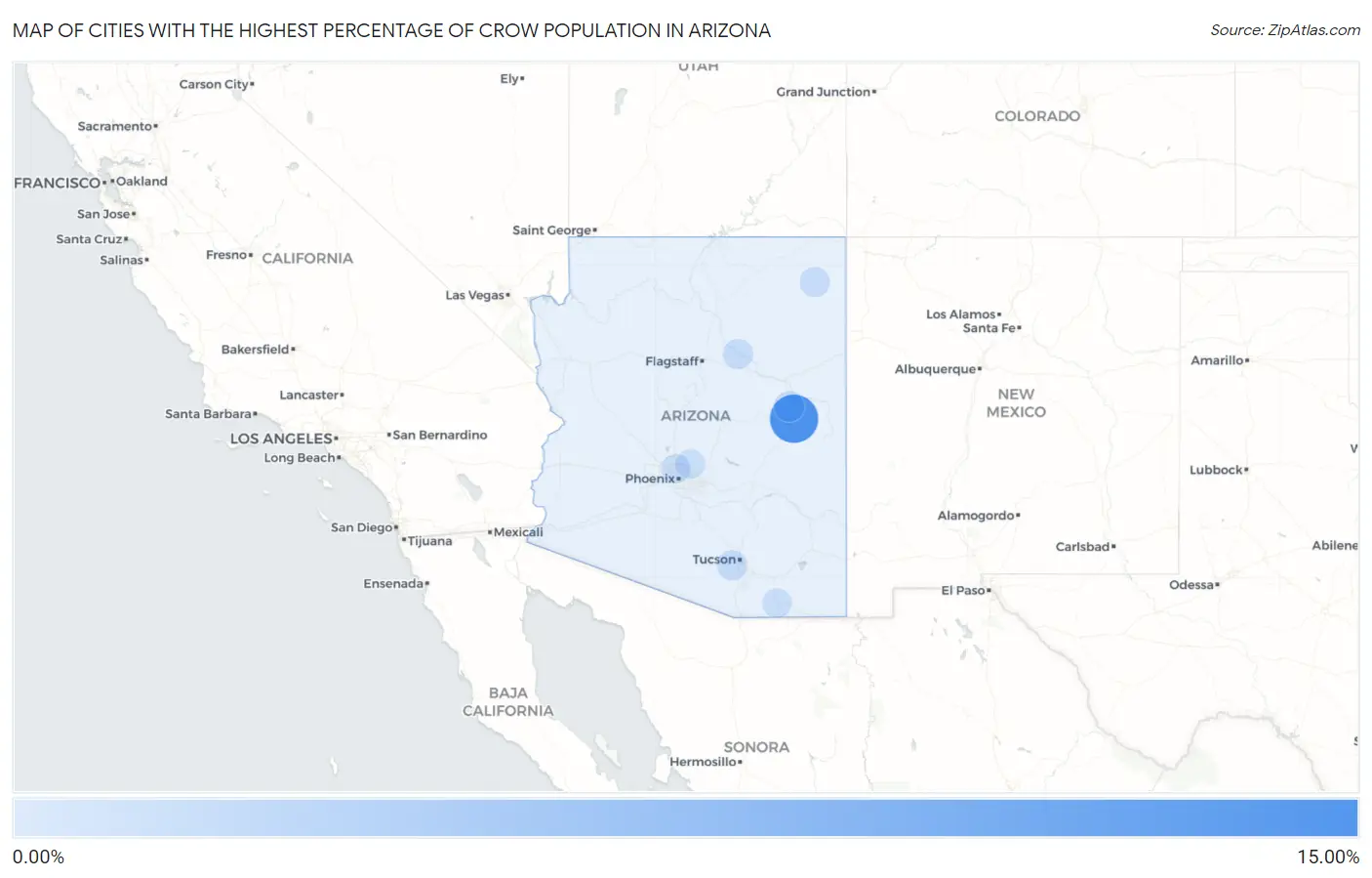 Cities with the Highest Percentage of Crow Population in Arizona Map