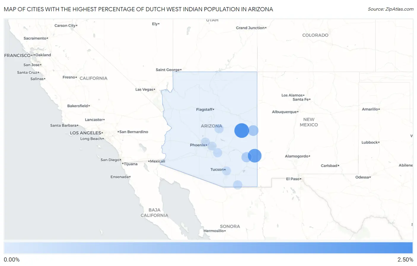 Cities with the Highest Percentage of Dutch West Indian Population in Arizona Map