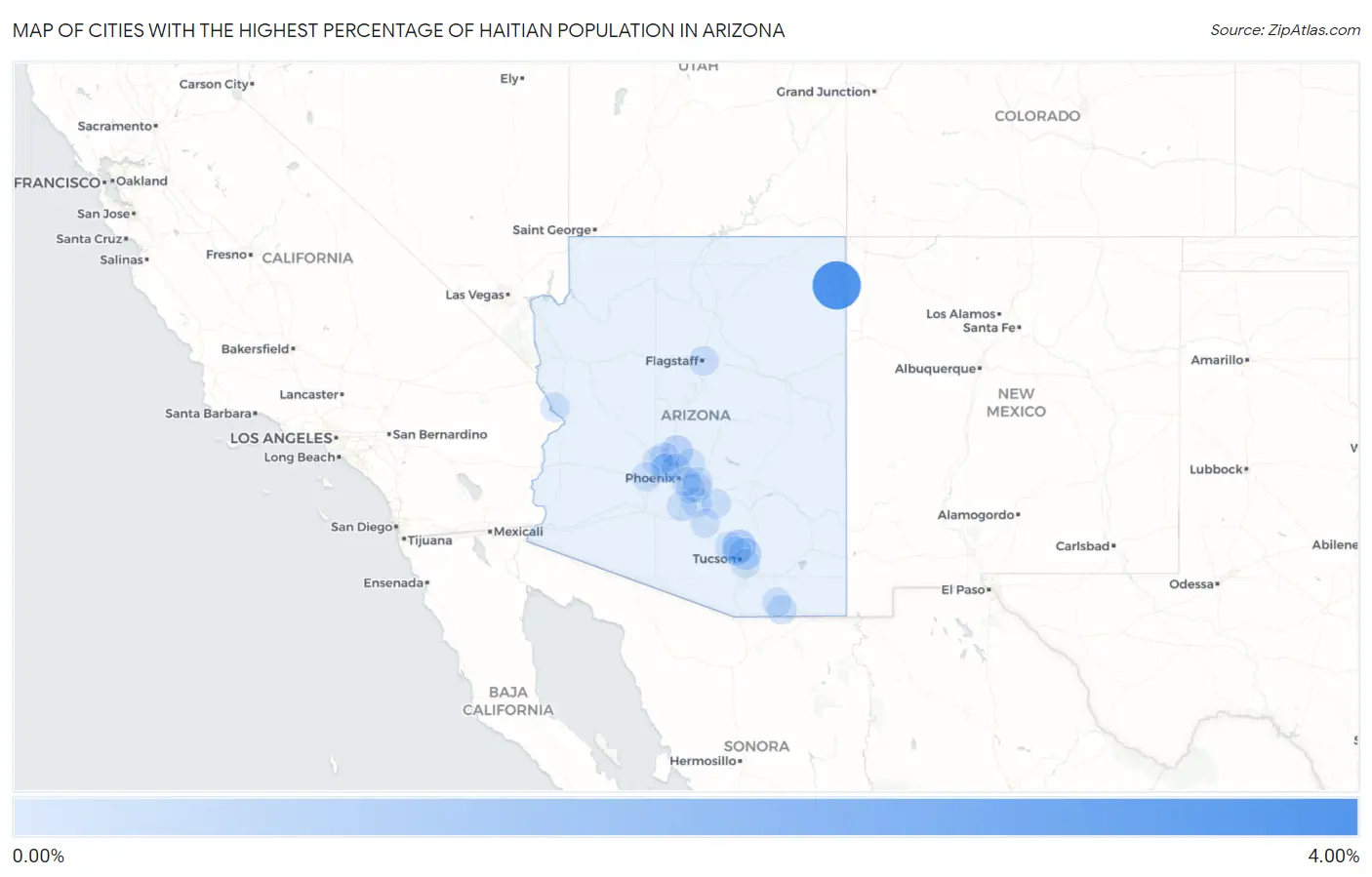 Cities with the Highest Percentage of Haitian Population in Arizona Map