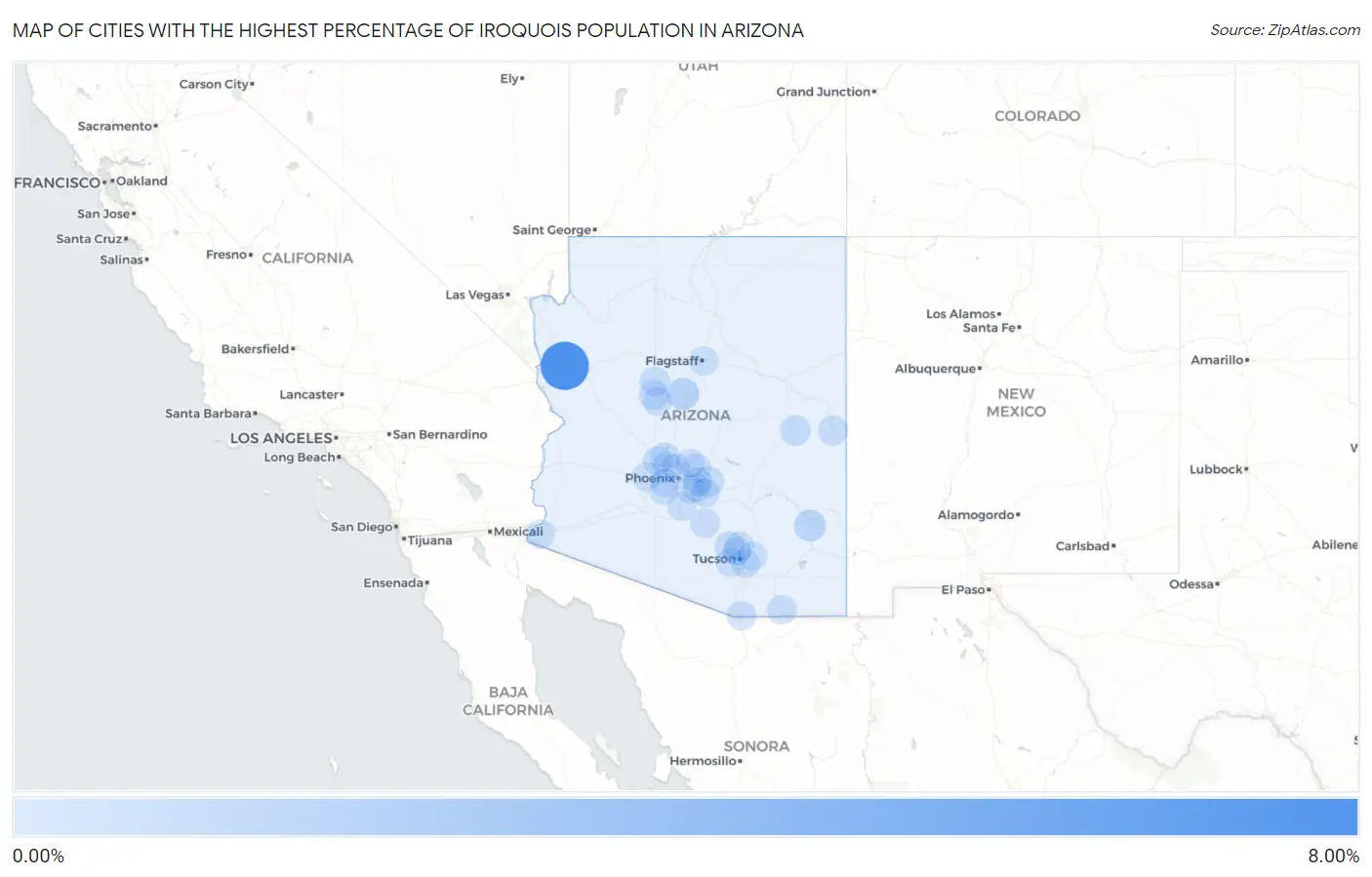 Cities with the Highest Percentage of Iroquois Population in Arizona Map