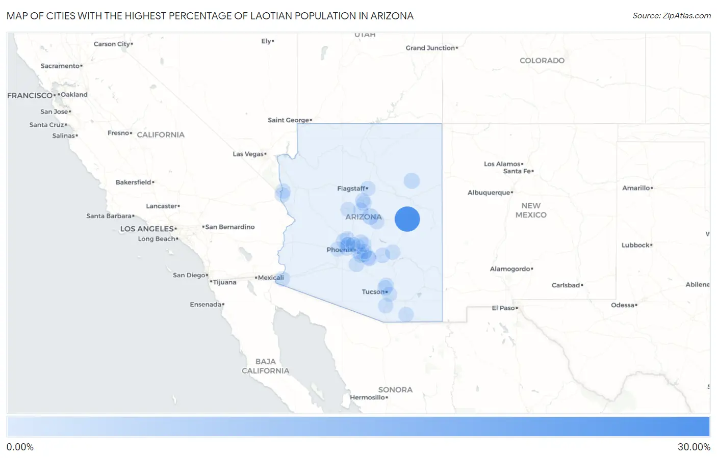 Cities with the Highest Percentage of Laotian Population in Arizona Map
