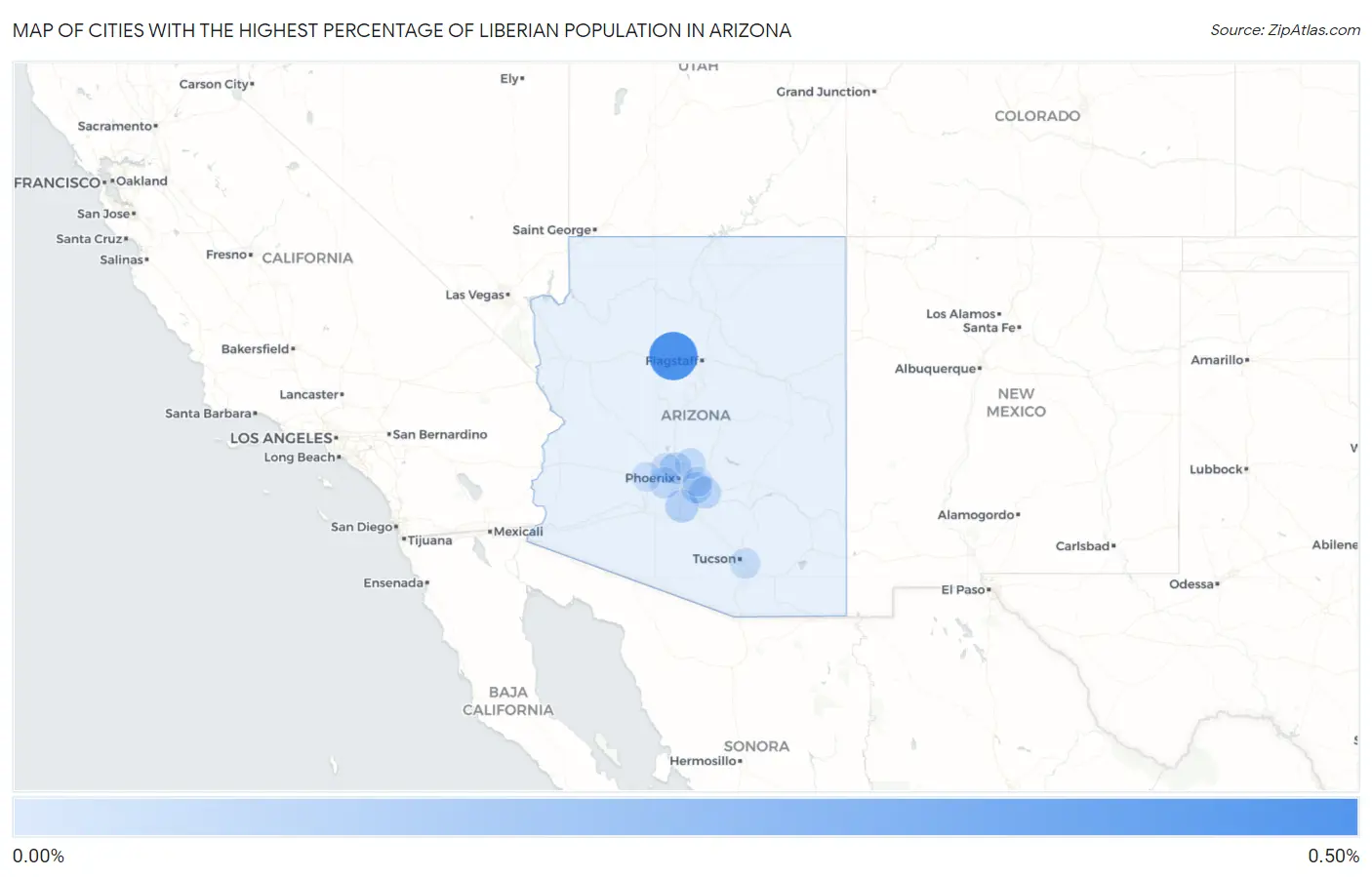 Cities with the Highest Percentage of Liberian Population in Arizona Map