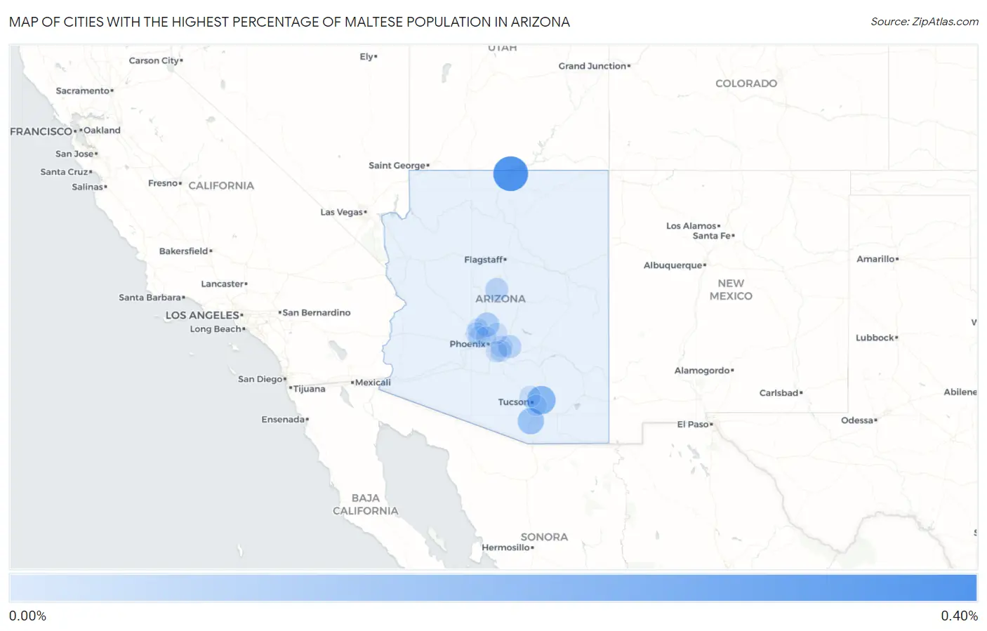 Cities with the Highest Percentage of Maltese Population in Arizona Map