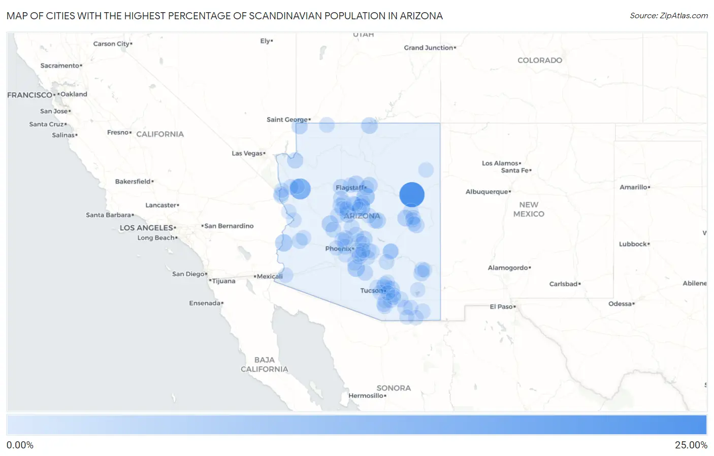 Cities with the Highest Percentage of Scandinavian Population in Arizona Map