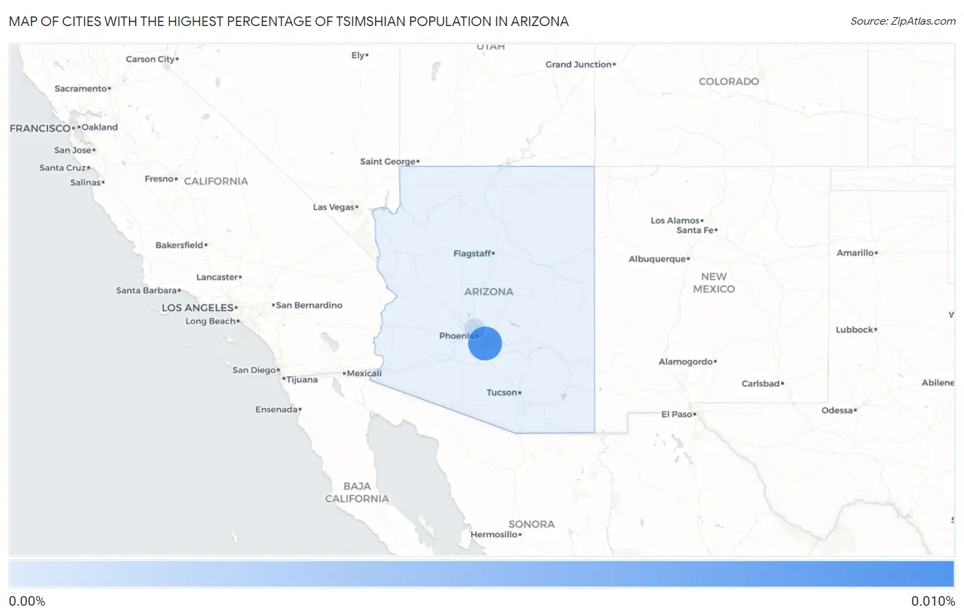 Cities with the Highest Percentage of Tsimshian Population in Arizona Map
