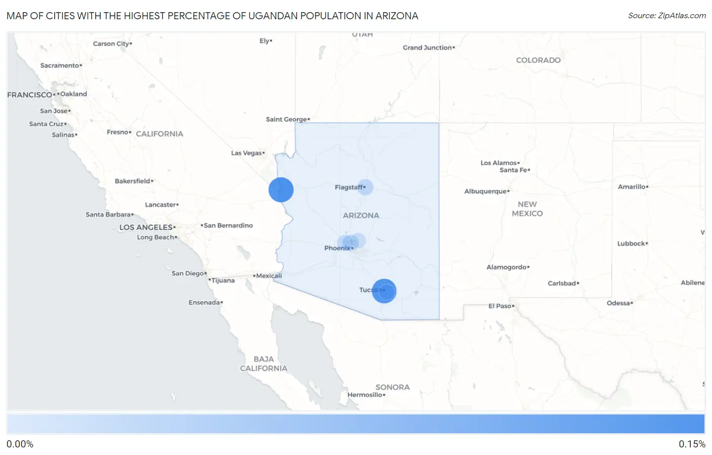 Cities with the Highest Percentage of Ugandan Population in Arizona Map