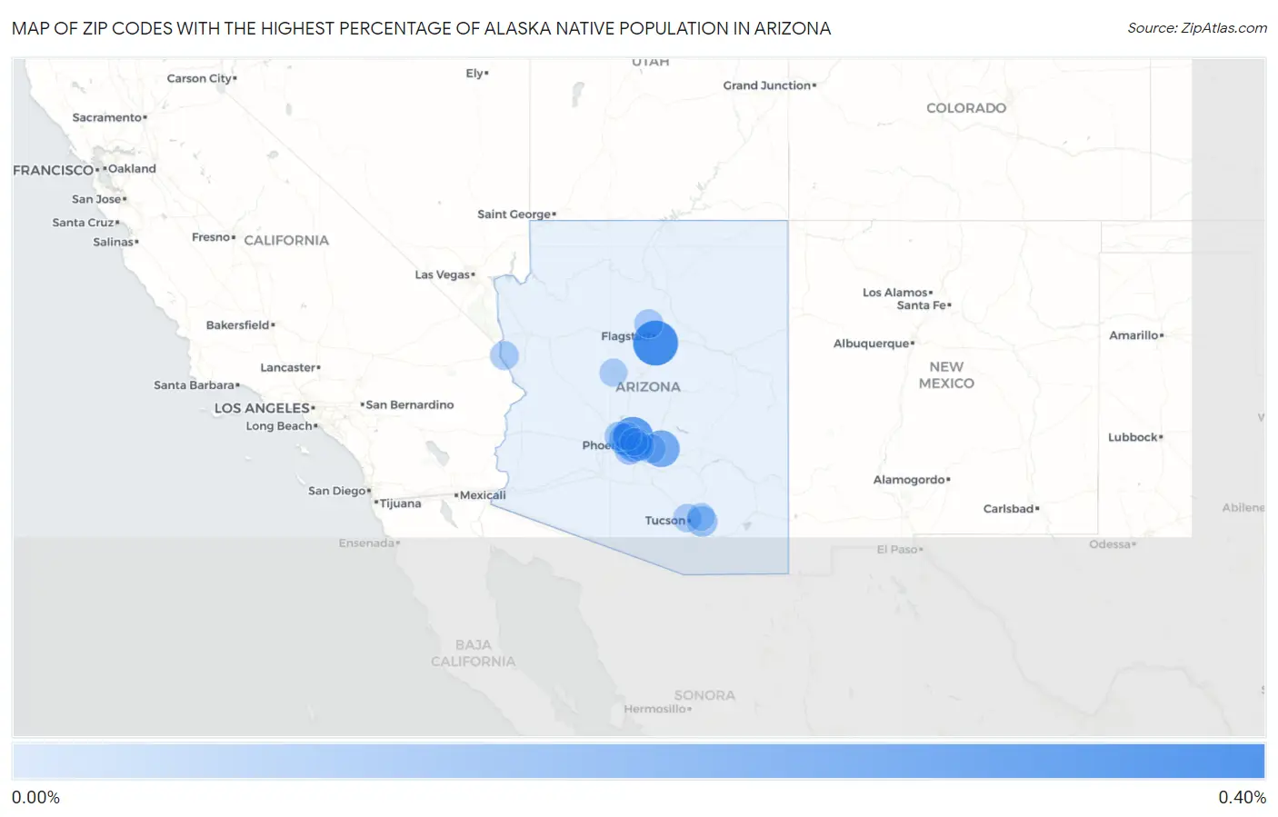 Zip Codes with the Highest Percentage of Alaska Native Population in Arizona Map