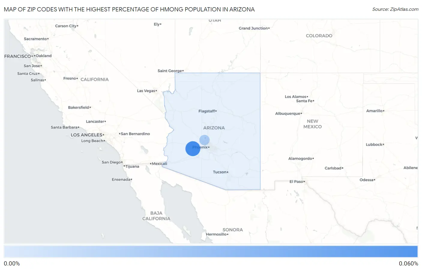 Zip Codes with the Highest Percentage of Hmong Population in Arizona Map