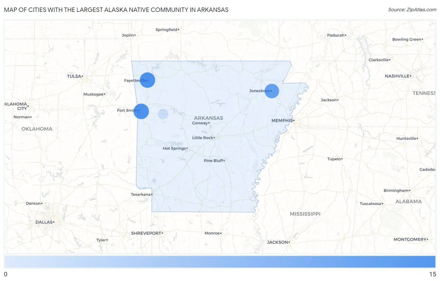 Cities with the Largest Alaska Native Community in Arkansas Map