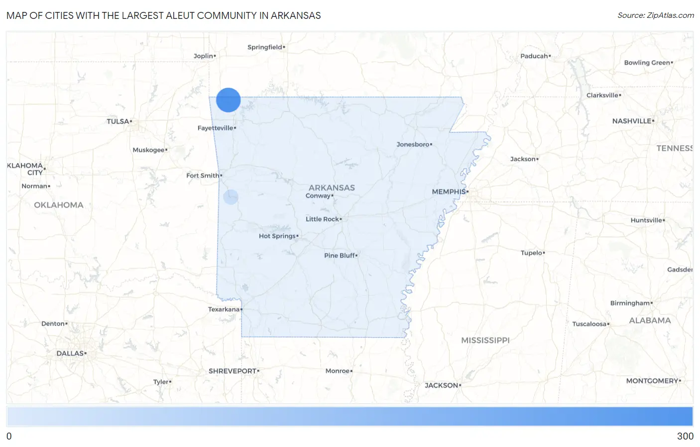 Cities with the Largest Aleut Community in Arkansas Map