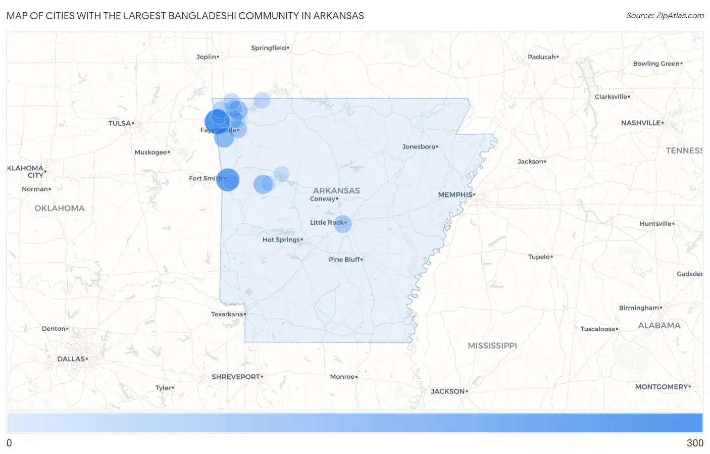Cities with the Largest Bangladeshi Community in Arkansas Map