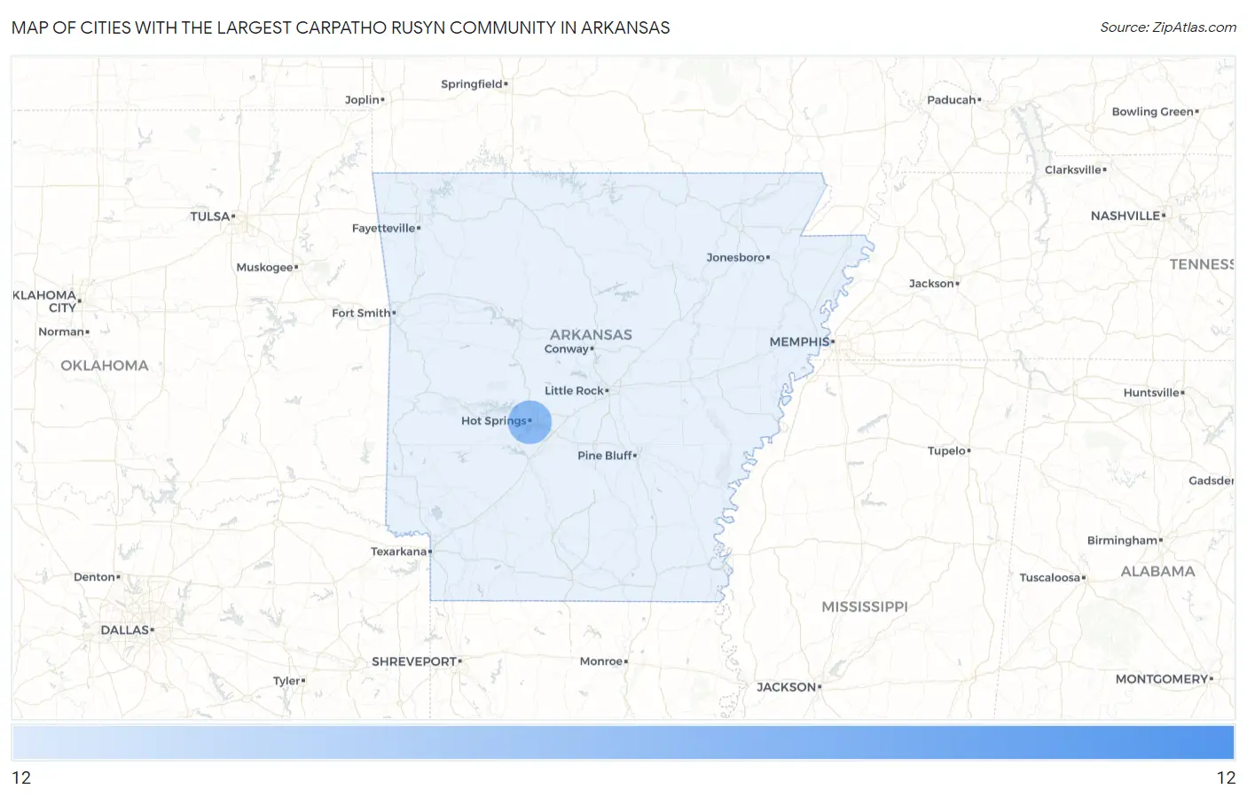 Cities with the Largest Carpatho Rusyn Community in Arkansas Map
