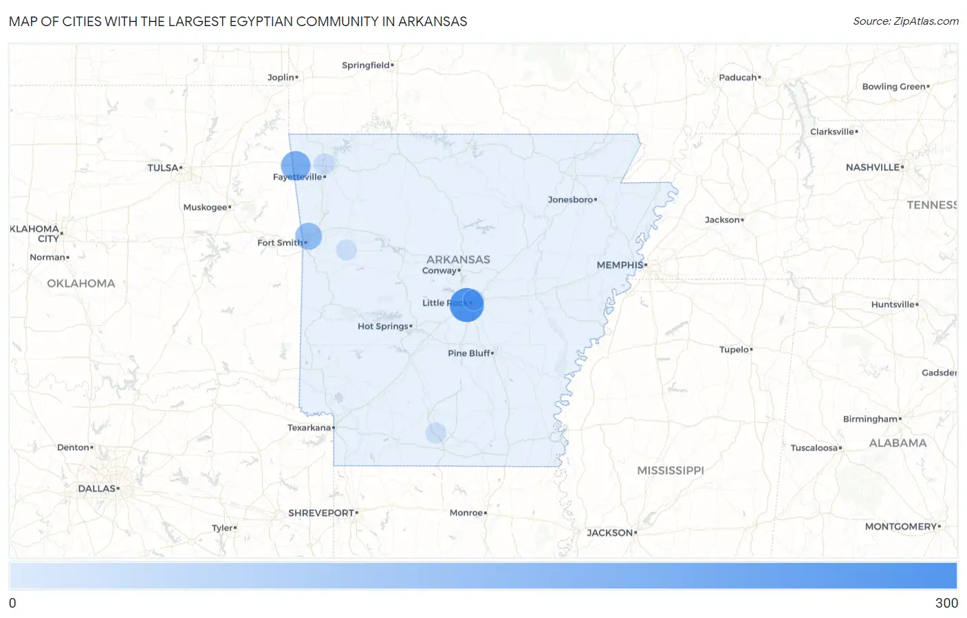 Cities with the Largest Egyptian Community in Arkansas Map