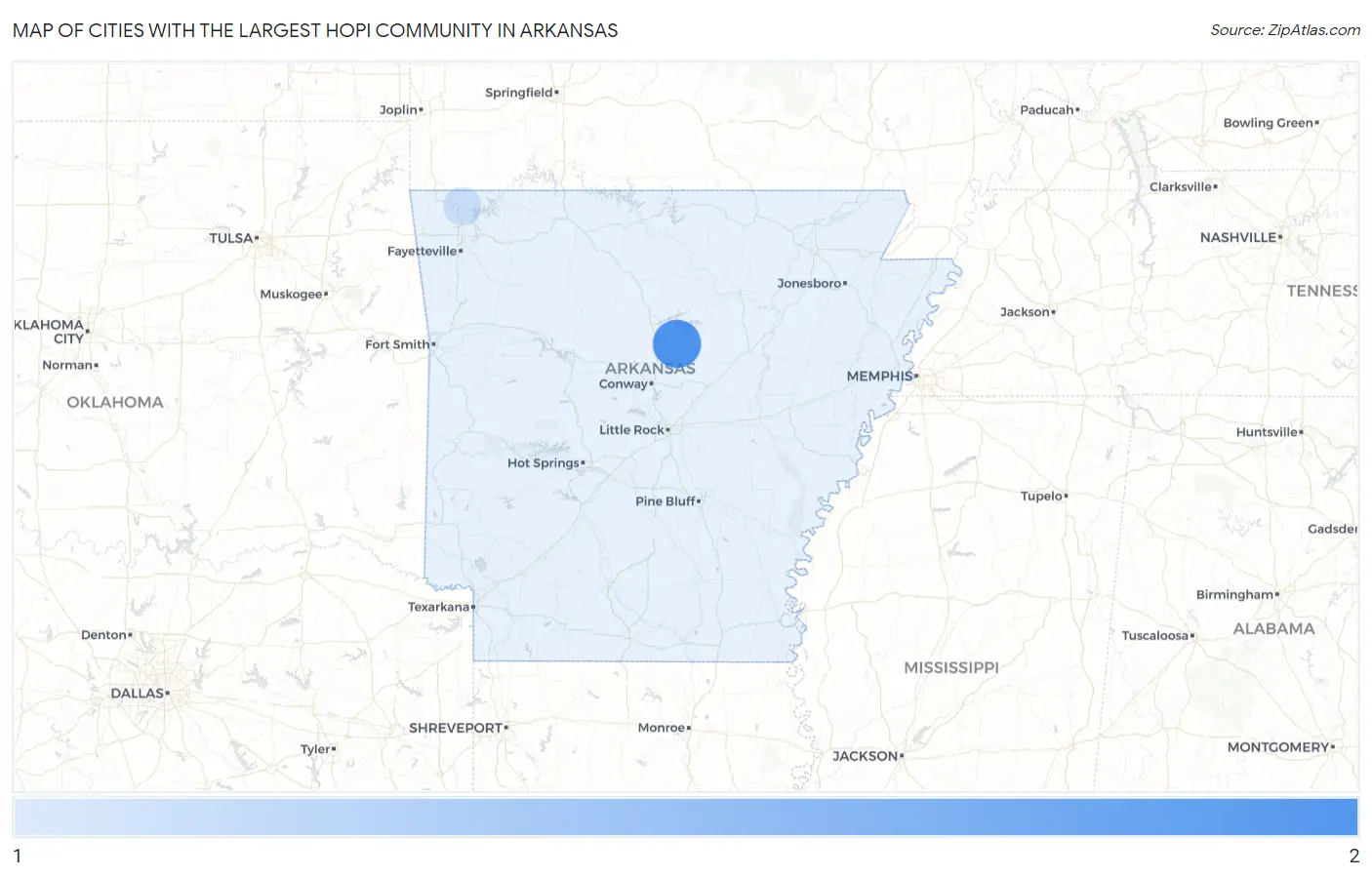 Cities with the Largest Hopi Community in Arkansas Map