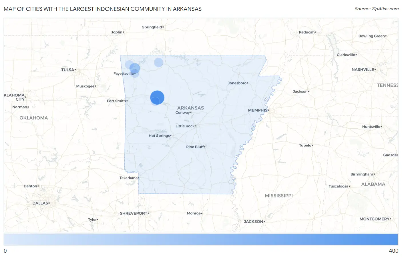 Cities with the Largest Indonesian Community in Arkansas Map