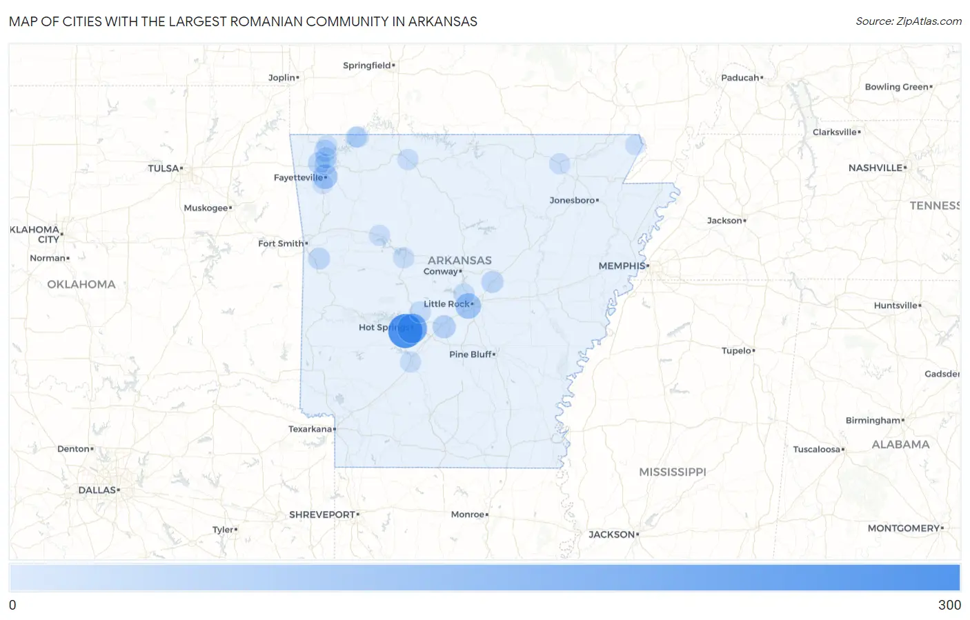 Cities with the Largest Romanian Community in Arkansas Map