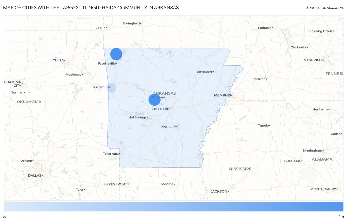 Cities with the Largest Tlingit-Haida Community in Arkansas Map