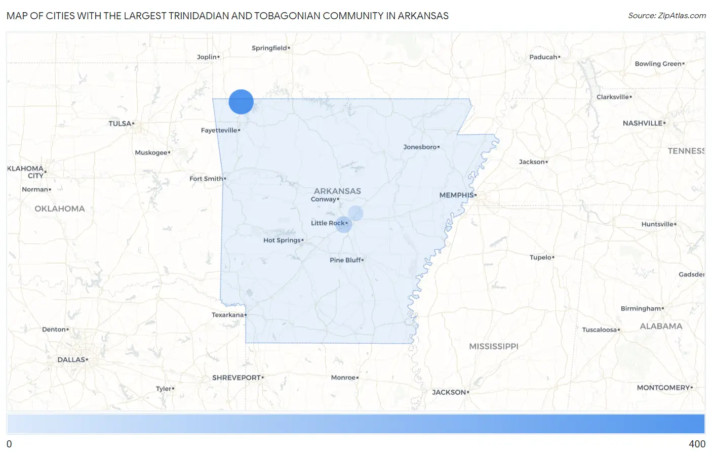 Cities with the Largest Trinidadian and Tobagonian Community in Arkansas Map