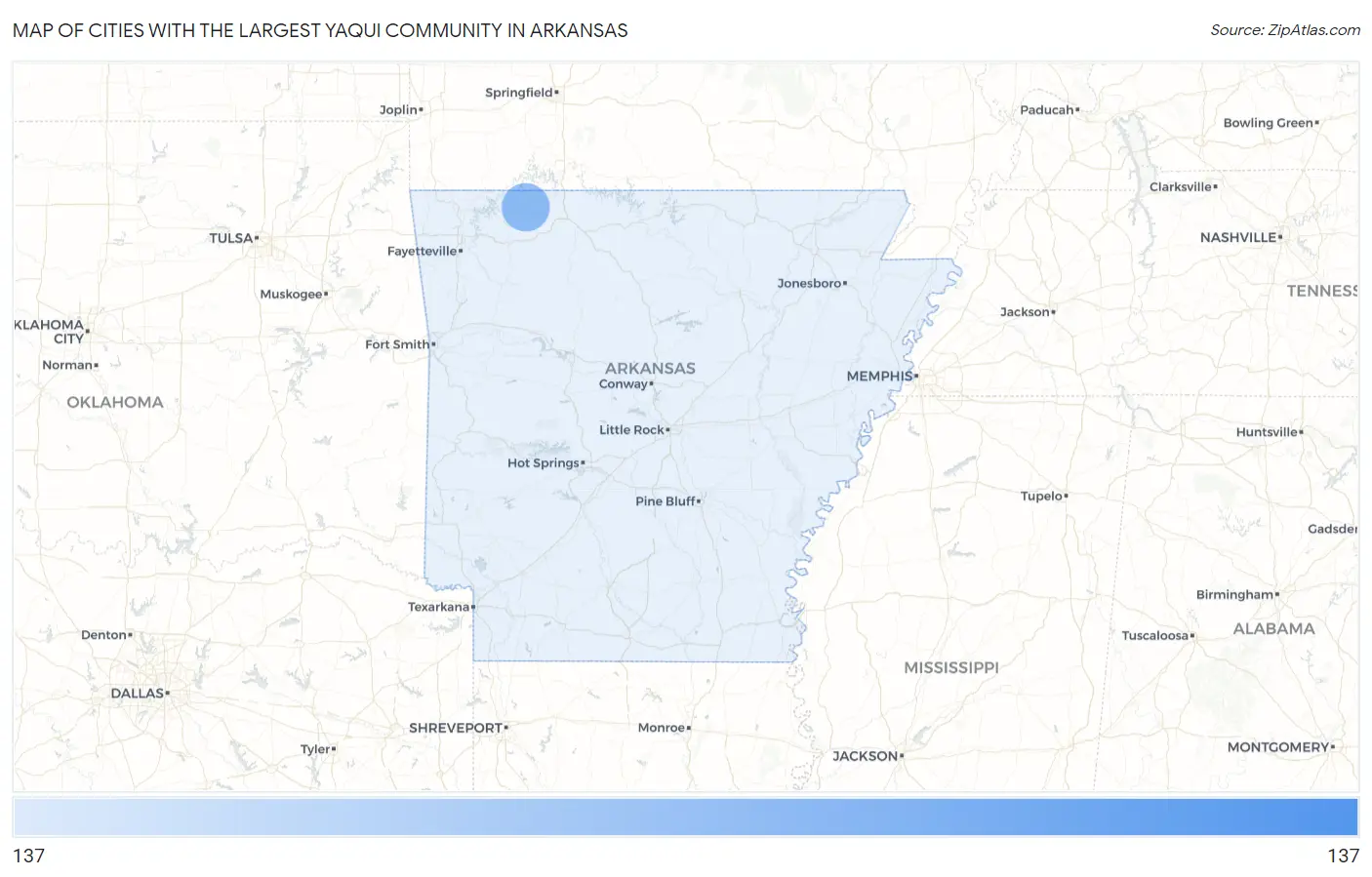 Cities with the Largest Yaqui Community in Arkansas Map