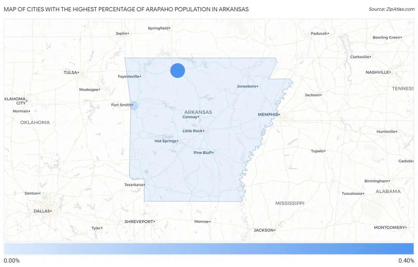 Cities with the Highest Percentage of Arapaho Population in Arkansas Map