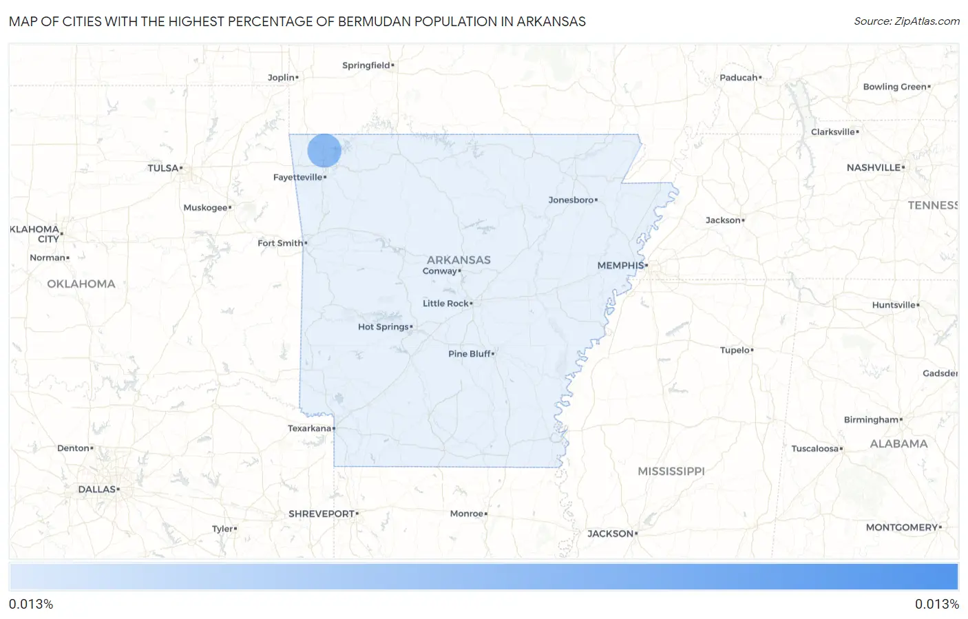 Cities with the Highest Percentage of Bermudan Population in Arkansas Map