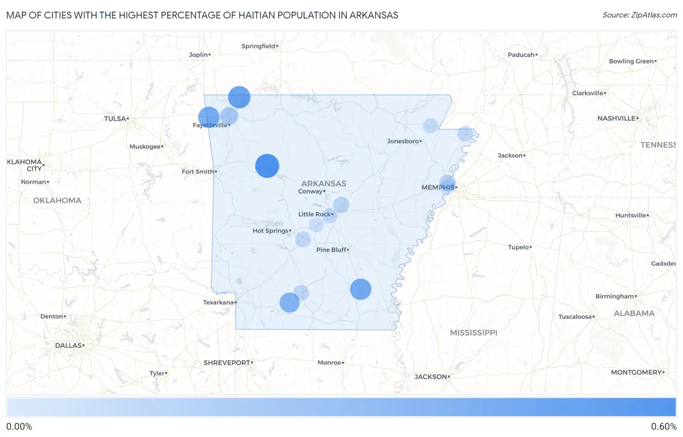 Cities with the Highest Percentage of Haitian Population in Arkansas Map